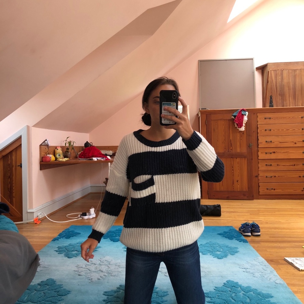 MUST GO TODAY! Navy and white striped sweater